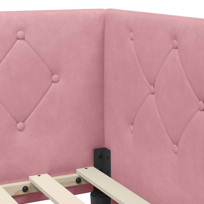 Cornice del letto ad angolo Rosa 80 x 200 cm Velluto 42016516