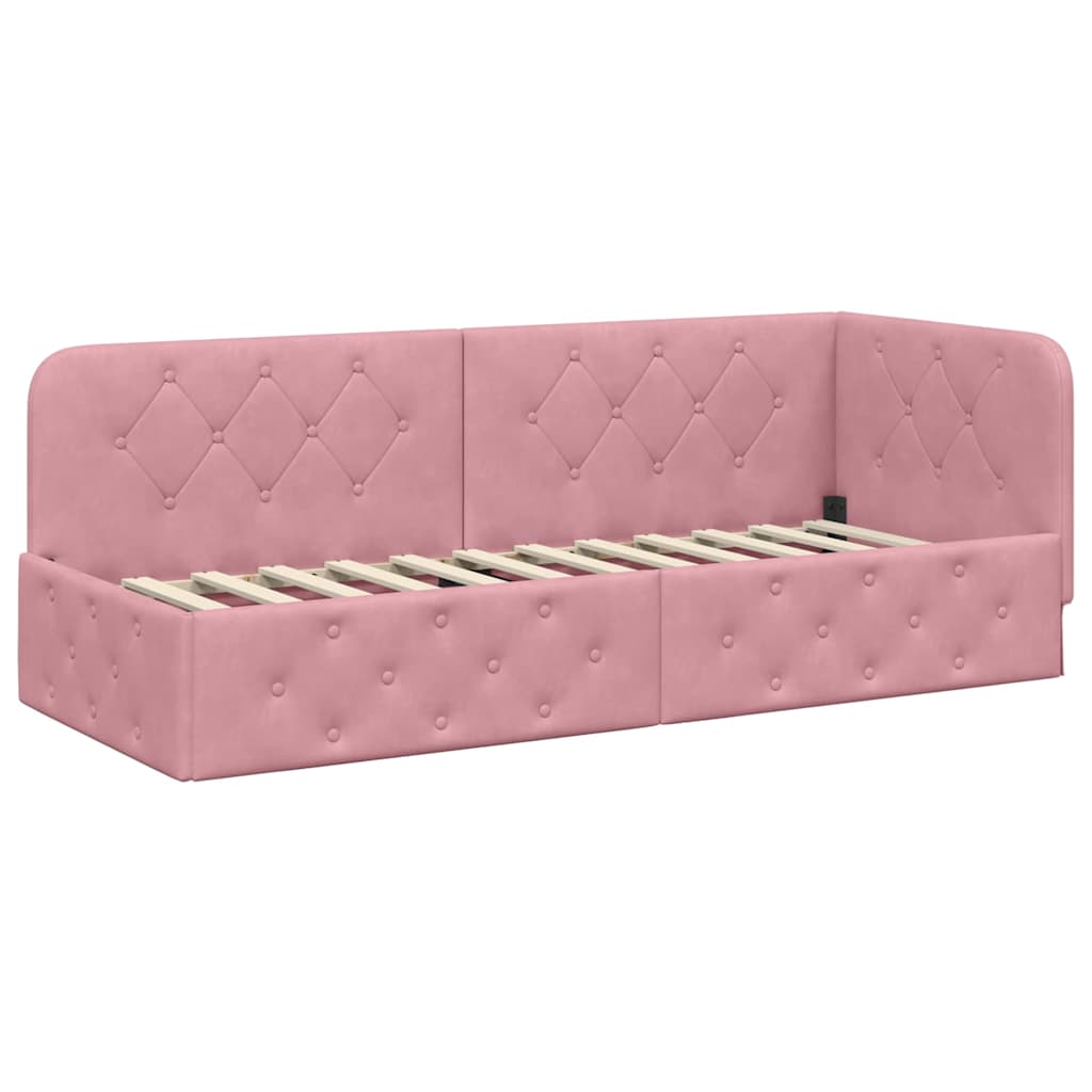 Cornice del letto ad angolo Rosa 80 x 200 cm Velluto 42016516