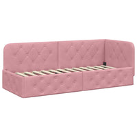 Cornice del letto ad angolo Rosa 80 x 200 cm Velluto 42016516