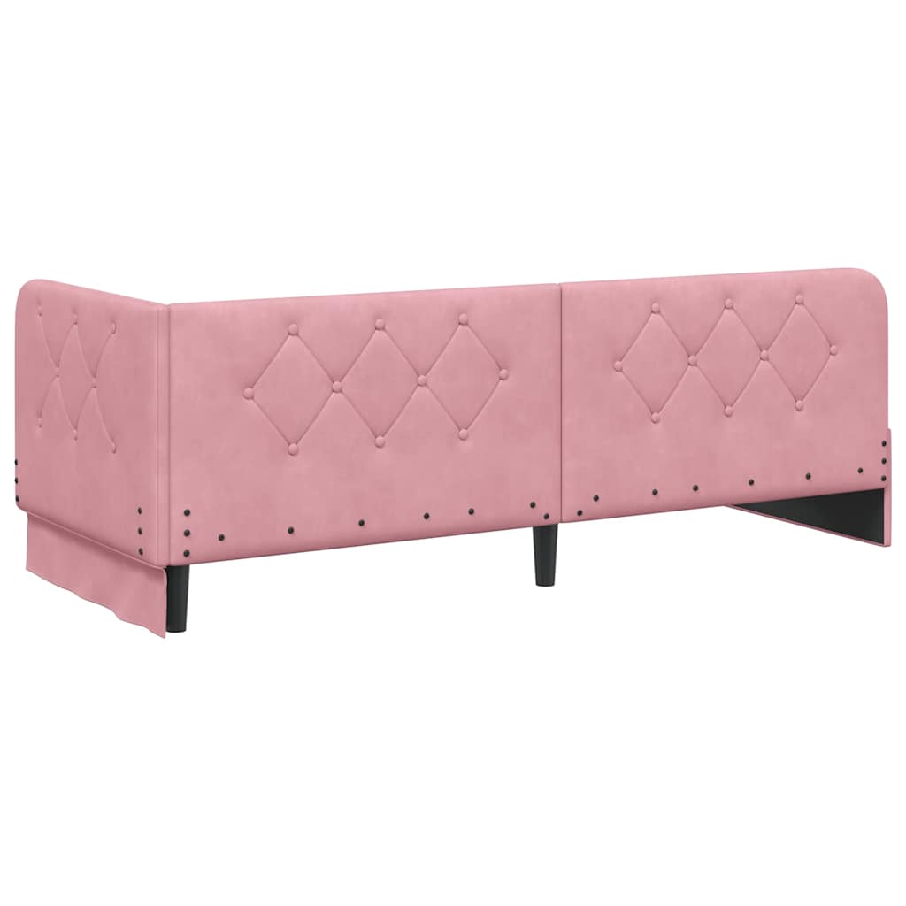 Cornice del letto ad angolo Rosa 80 x 200 cm Velluto 42016516