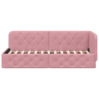 Cornice del letto ad angolo Rosa 80 x 200 cm Velluto 42016516