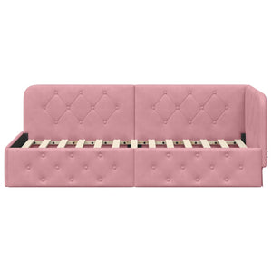 Cornice del letto ad angolo Rosa 80 x 200 cm Velluto 42016516