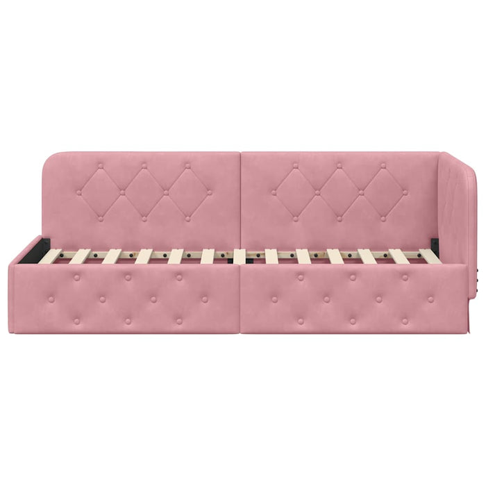 Cornice del letto ad angolo Rosa 80 x 200 cm Velluto 42016516