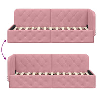 Cornice del letto ad angolo Rosa 80 x 200 cm Velluto 42016516