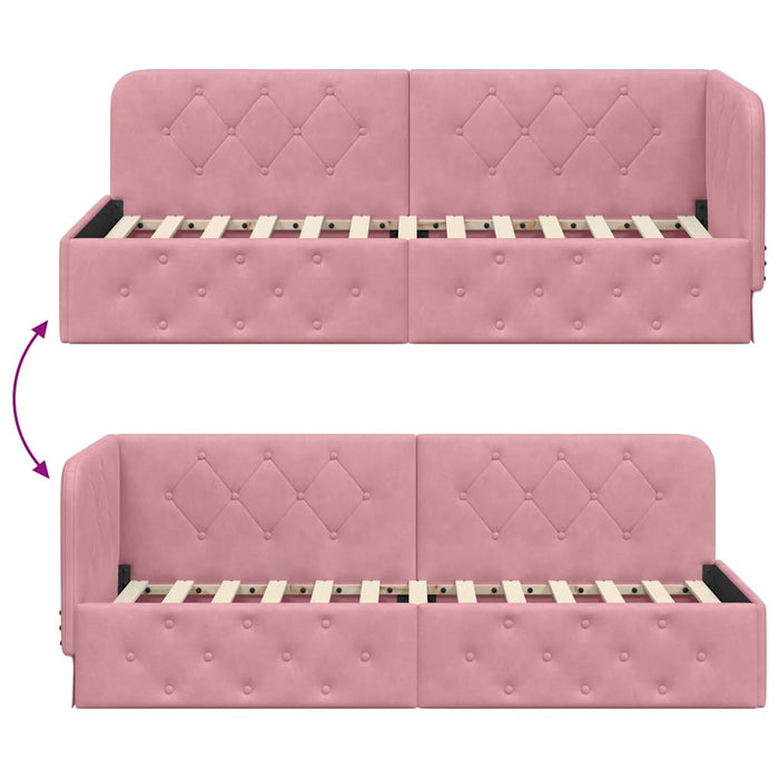 Cornice del letto ad angolo Rosa 80 x 200 cm Velluto 42016516
