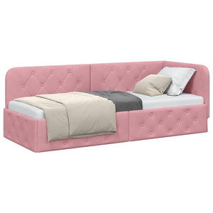 Cornice del letto ad angolo Rosa 80 x 200 cm Velluto 42016516