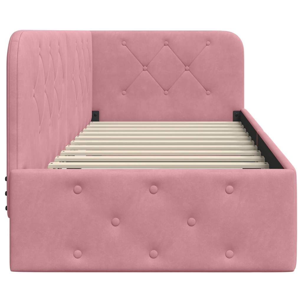 Cornice del letto ad angolo Rosa 80 x 200 cm Velluto 42016516