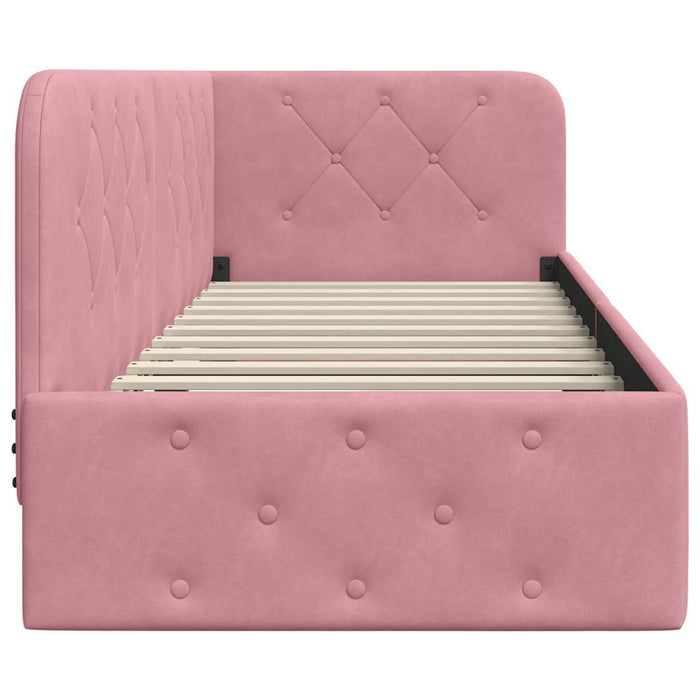 Cornice del letto ad angolo Rosa 80 x 200 cm Velluto 42016516