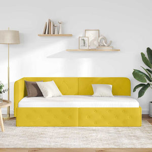 Cornice del letto ad angolo Giallo 80 x 200 cm Velluto 42016519