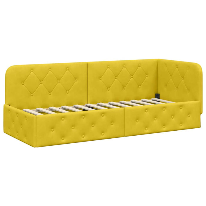 Cornice del letto ad angolo Giallo 80 x 200 cm Velluto 42016519
