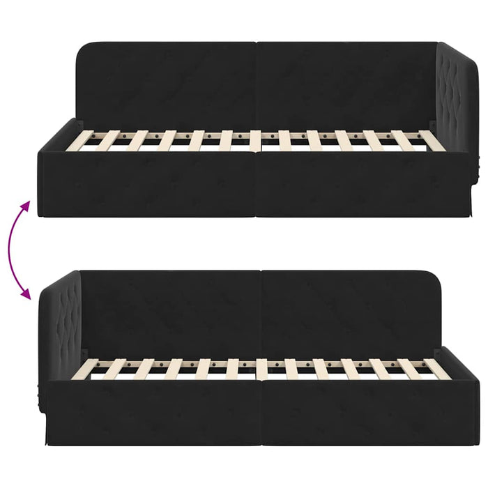 Cornice del letto ad angolo Nero 90 x 190 cm Velluto 42016528