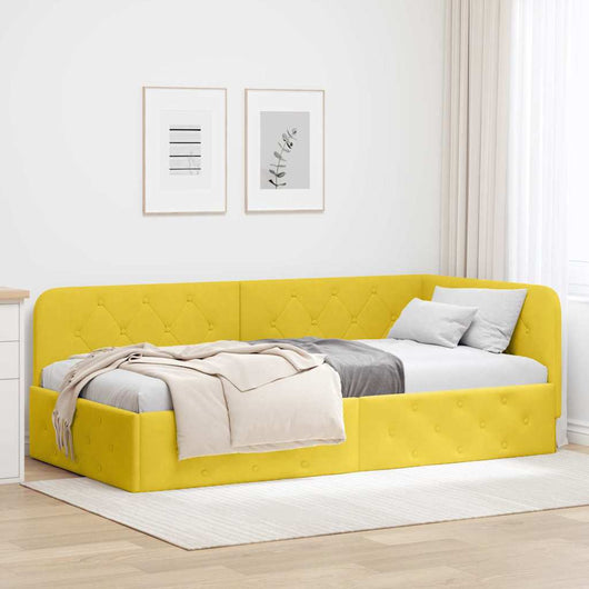 Cornice del letto ad angolo Giallo 90 x 190 cm Velluto 42016529