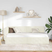 Cornice del letto ad angolo Crema 90 x 190 cm Velluto 42016530