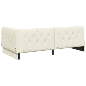 Cornice del letto ad angolo Crema 90 x 190 cm Velluto 42016530