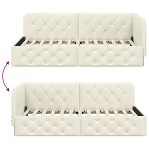 Cornice del letto ad angolo Crema 90 x 190 cm Velluto 42016530