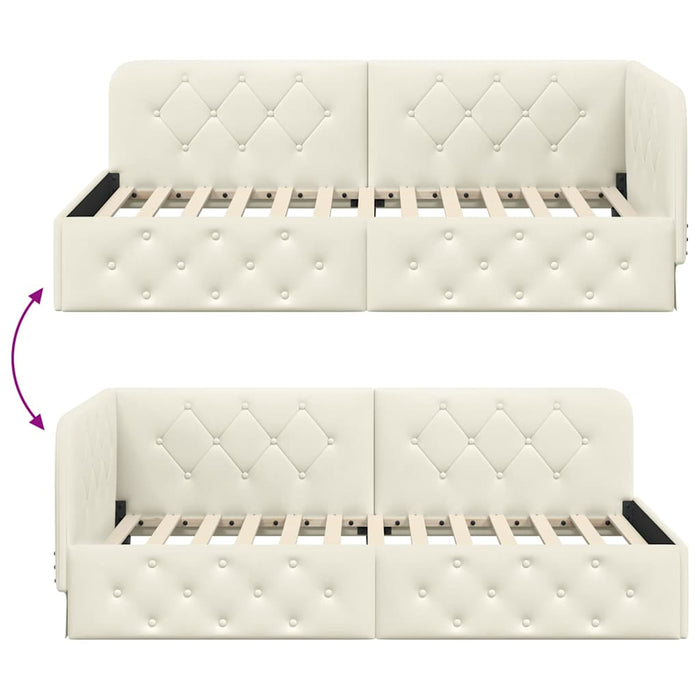 Cornice del letto ad angolo Crema 90 x 190 cm Velluto 42016530