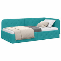 Cornice del letto ad angolo Turchese 90 x 190 cm Velluto 42016531