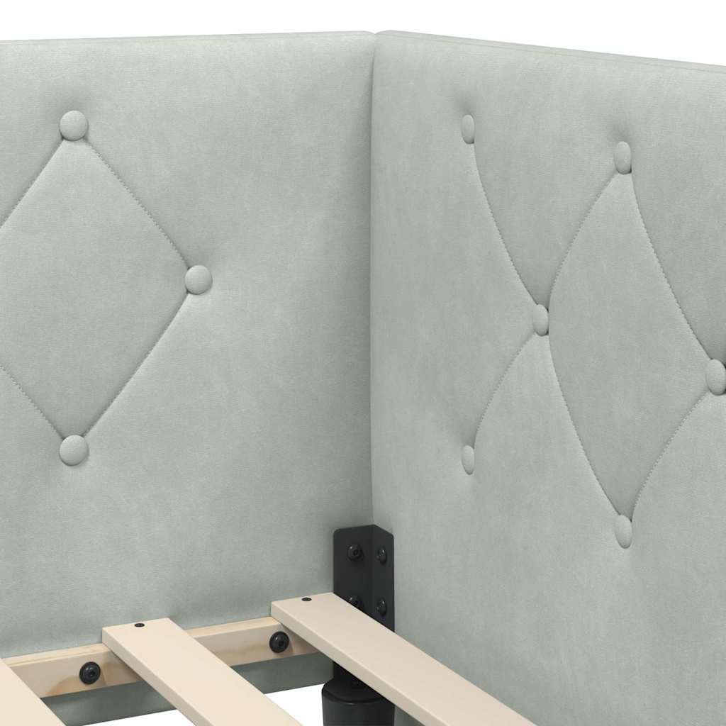 Cornice del letto ad angolo Grigio chiaro 90 x 200 cm Velluto 42016533