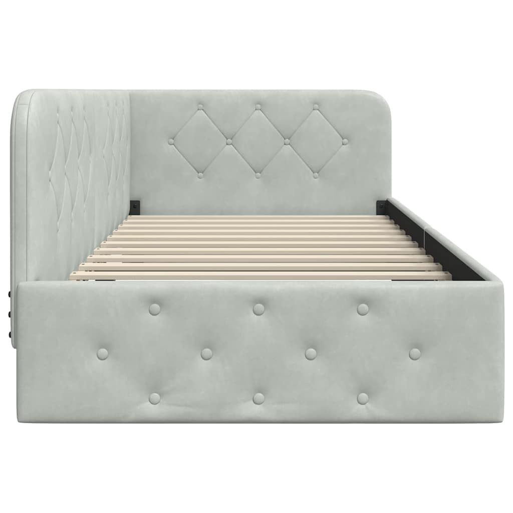 Cornice del letto ad angolo Grigio chiaro 90 x 200 cm Velluto 42016533