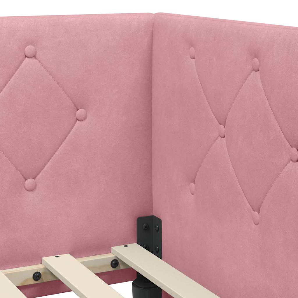 Cornice del letto ad angolo Rosa 90 x 200 cm Velluto 42016536