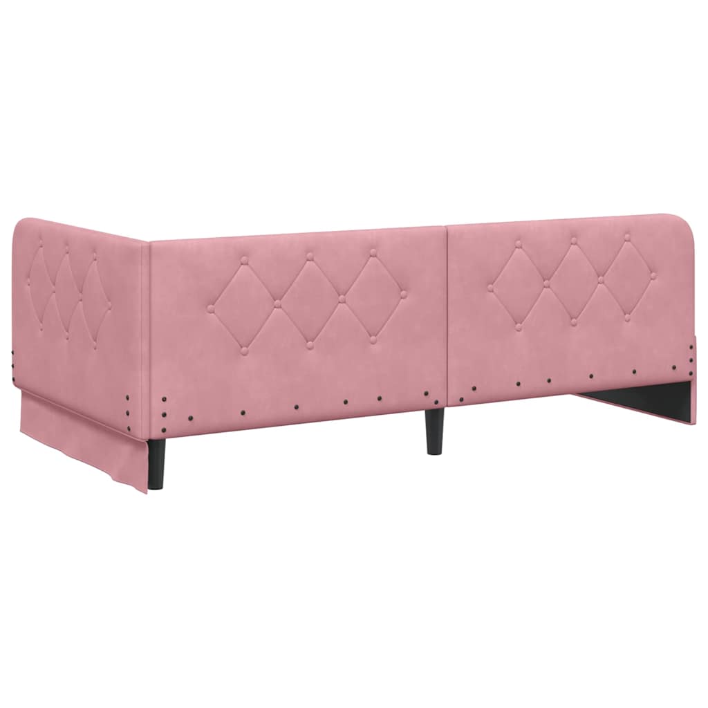 Cornice del letto ad angolo Rosa 90 x 200 cm Velluto 42016536