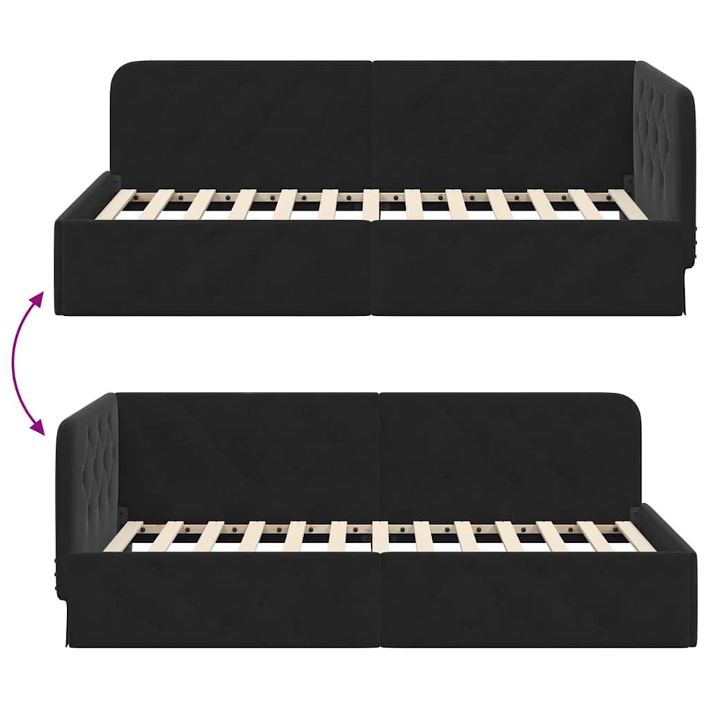 Cornice del letto ad angolo Nero 90 x 200 cm Velluto 42016538