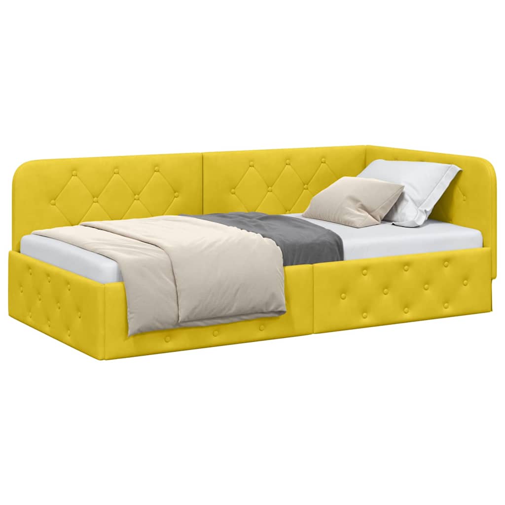 Cornice del letto ad angolo Giallo 90 x 200 cm Velluto 42016539