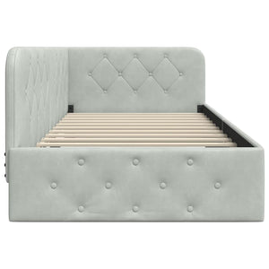 Cornice del letto ad angolo Grigio chiaro 100 x 200 cm Velluto 42016543