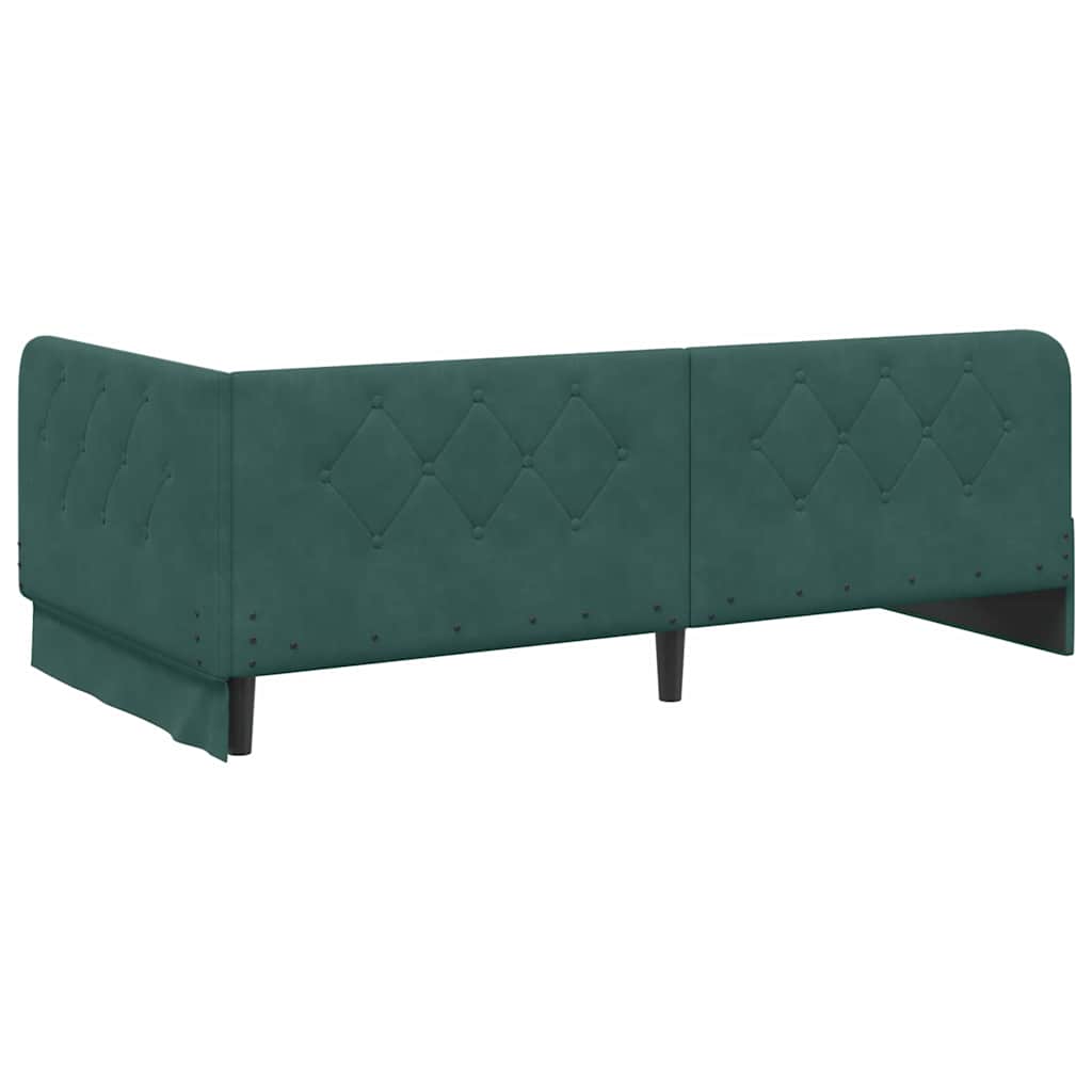Cornice del letto ad angolo Verde Scuro 100 x 200 cm Velluto 42016545