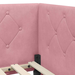 Cornice del letto ad angolo Rosa 100 x 200 cm Velluto 42016546