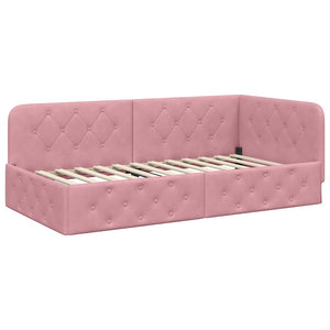 Cornice del letto ad angolo Rosa 100 x 200 cm Velluto 42016546