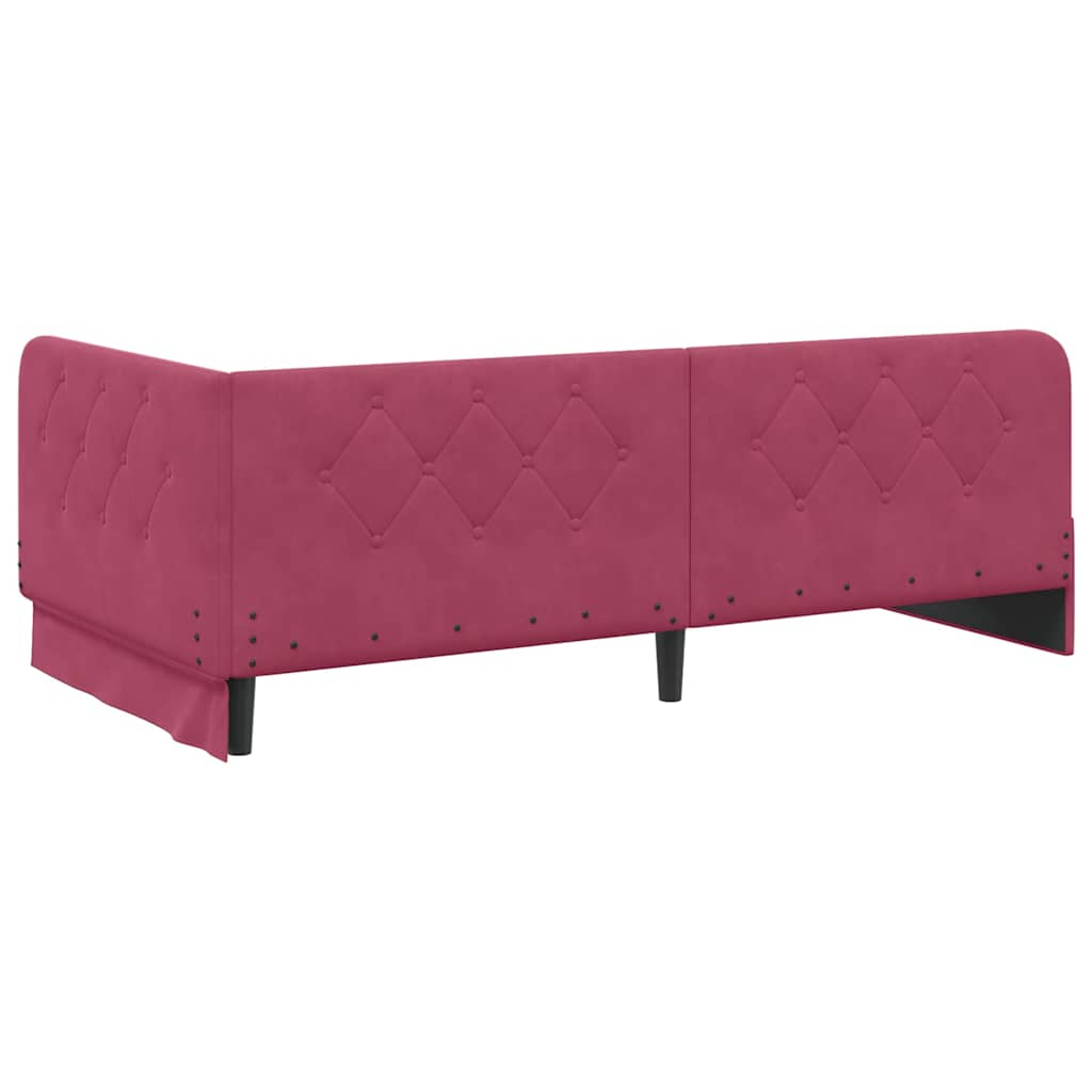 Cornice del letto ad angolo Rosso Vino 100 x 200 cm Velluto