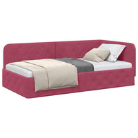 Cornice del letto ad angolo Rosso Vino 100 x 200 cm Velluto 42016547