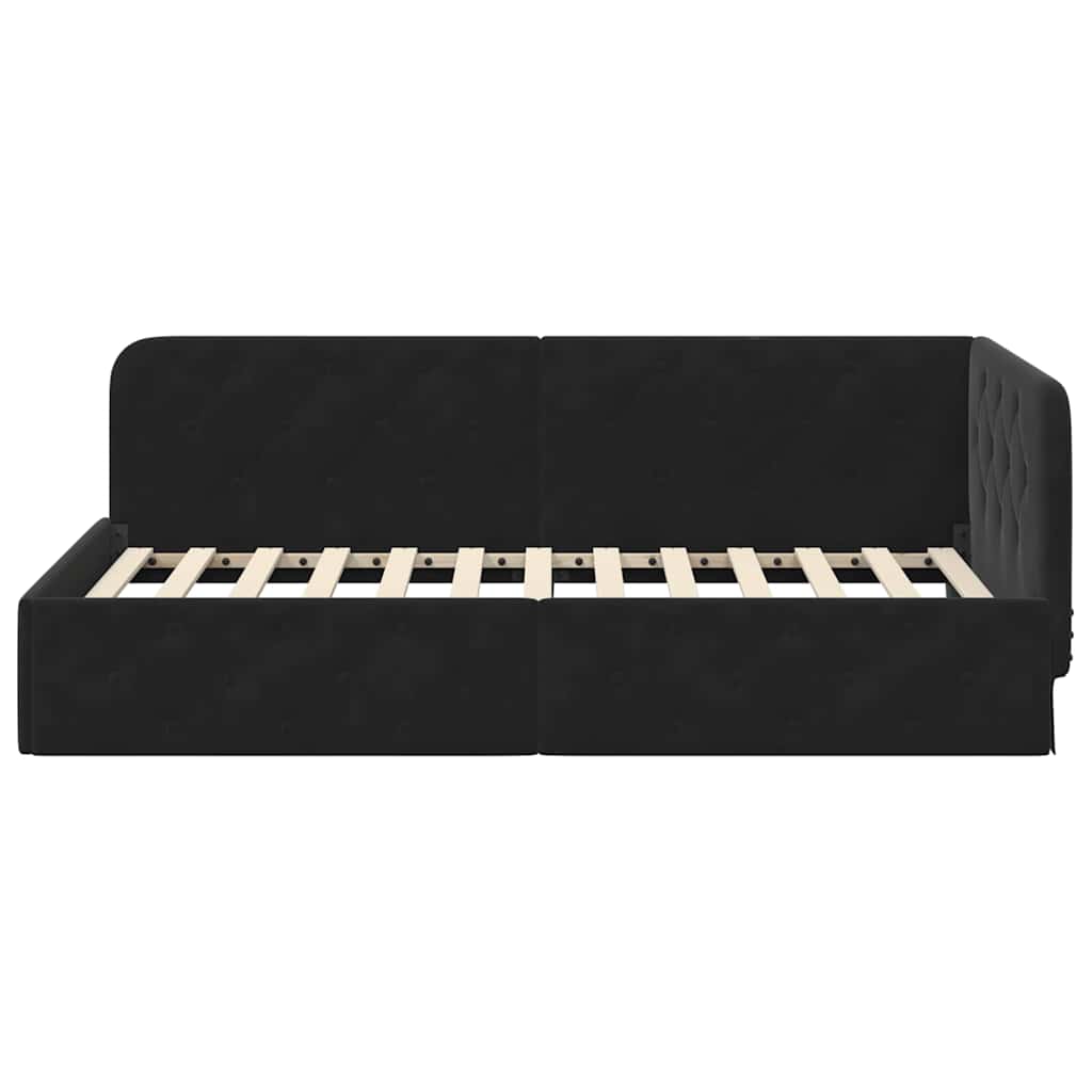 Cornice del letto ad angolo Nero 100 x 200 cm Velluto