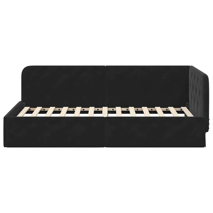 Cornice del letto ad angolo Nero 100 x 200 cm Velluto