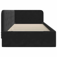 Cornice del letto ad angolo Nero 100 x 200 cm Velluto