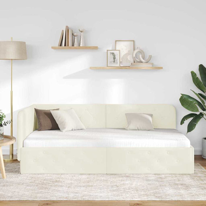 Cornice del letto ad angolo Crema 100 x 200 cm Velluto 42016550