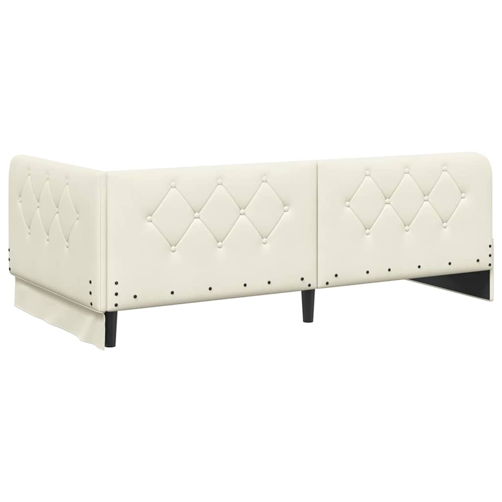 Cornice del letto ad angolo Crema 100 x 200 cm Velluto 42016550