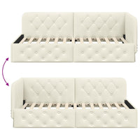 Cornice del letto ad angolo Crema 100 x 200 cm Velluto 42016550