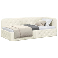 Cornice del letto ad angolo Crema 100 x 200 cm Velluto