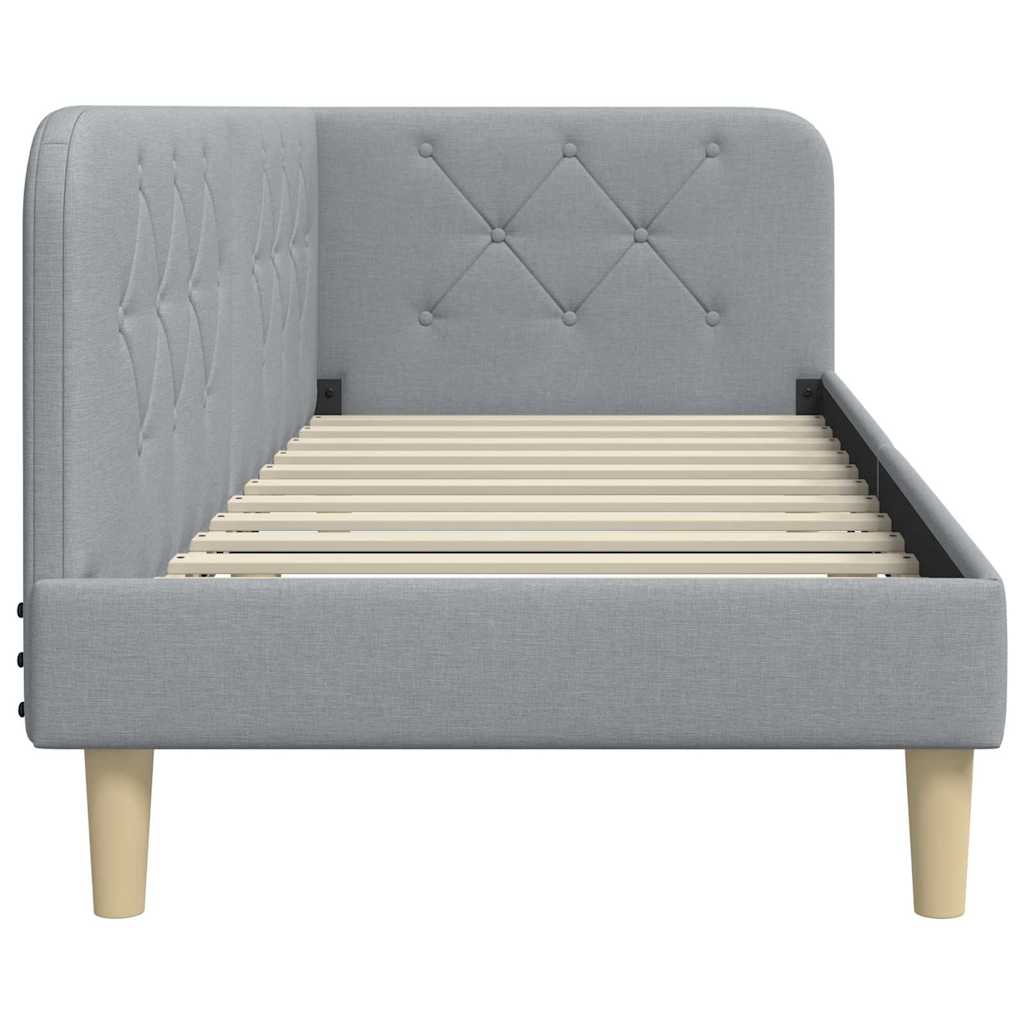 Cornice del letto ad angolo Grigio chiaro 80 x 200 cm Tessuto 42016553