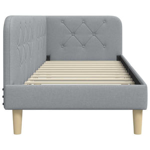 Cornice del letto ad angolo Grigio chiaro 80 x 200 cm Tessuto 42016553