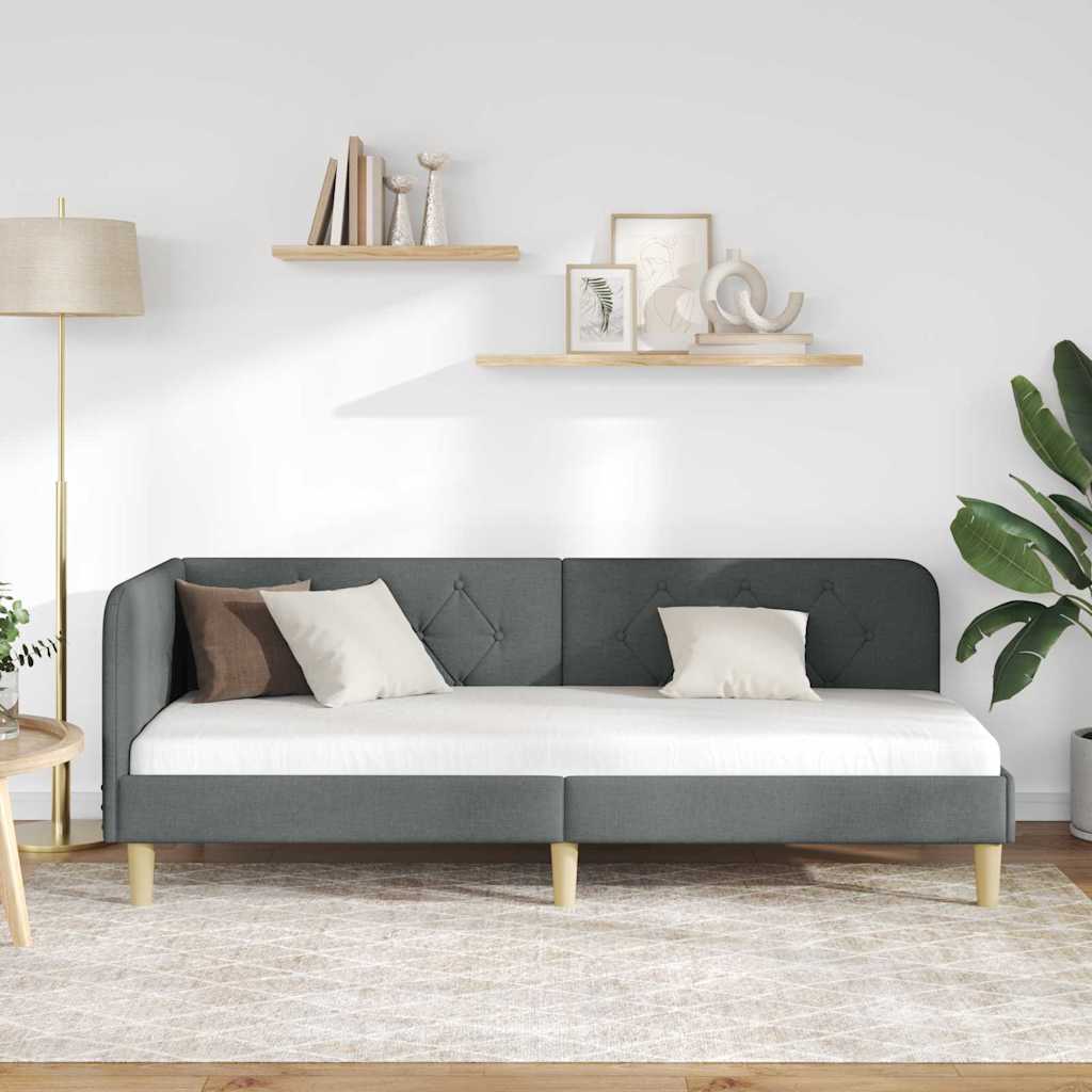 Cornice del letto ad angolo Grigio scuro 80 x 200 cm Tessuto 42016554