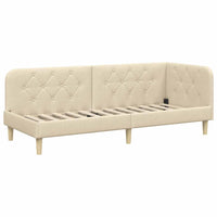 Cornice del letto ad angolo Crema 80 x 200 cm Tessuto