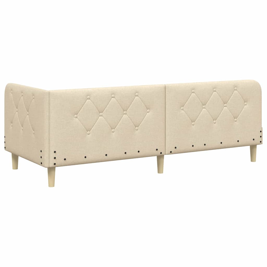 Cornice del letto ad angolo Crema 80 x 200 cm Tessuto