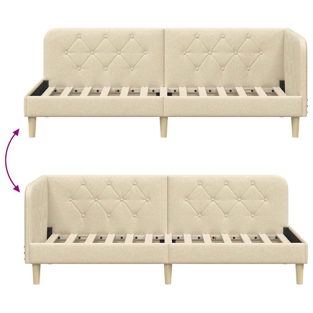 Cornice del letto ad angolo Crema 80 x 200 cm Tessuto 42016559