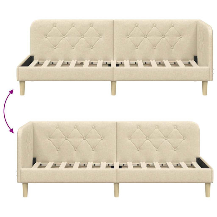 Cornice del letto ad angolo Crema 80 x 200 cm Tessuto 42016559