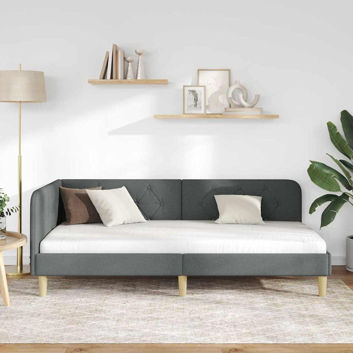 Cornice del letto ad angolo Grigio scuro 90 x 190 cm Tessuto 42016562