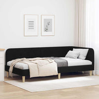 Cornice del letto ad angolo Nero 90 x 190 cm Tessuto