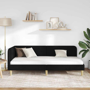 Cornice del letto ad angolo Nero 90 x 190 cm Tessuto 42016563